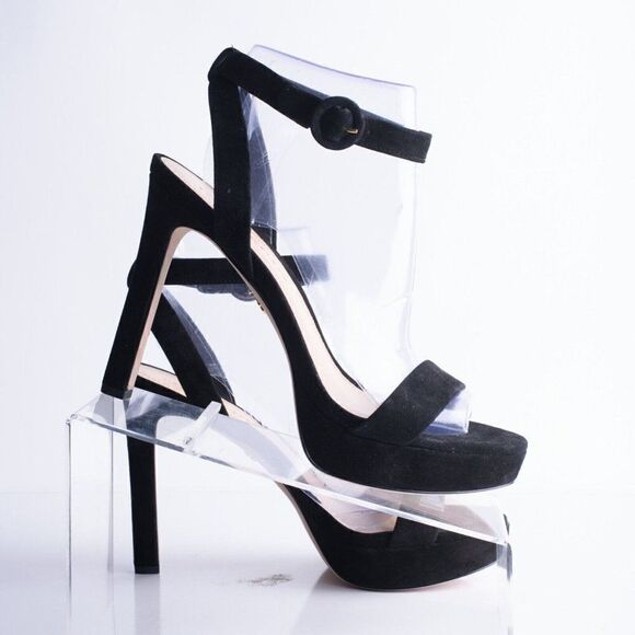 Veronica Beard Womens Black Suede Darcelle Strappy Pump Heels US 10 EU 41 New - Picture 7 of 9